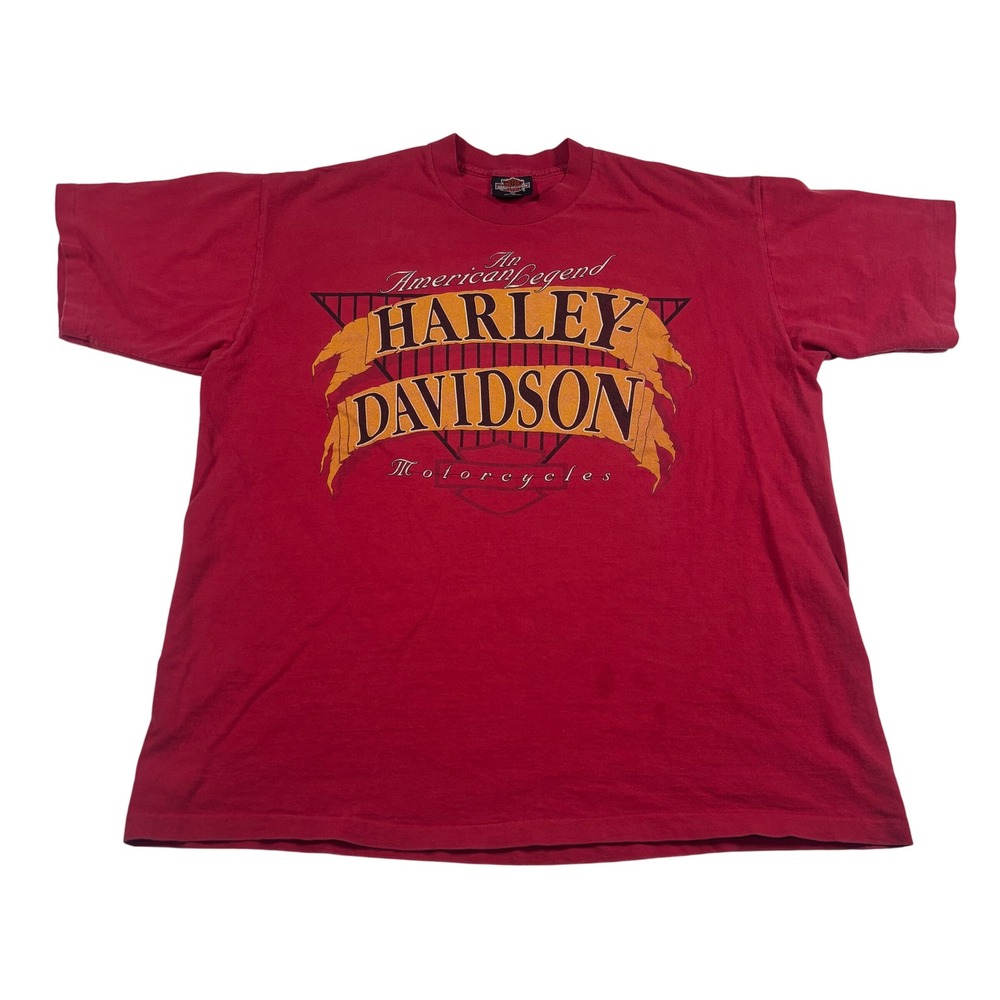 Vintage 90's Harley Davidson Motorcycles American Legend Red T Shirt XL Cotton